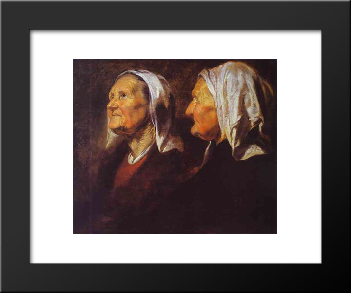 Head Of An Old Woman 20x24 Black Modern Wood Framed Art Print Poster by Jordaens, Jacob