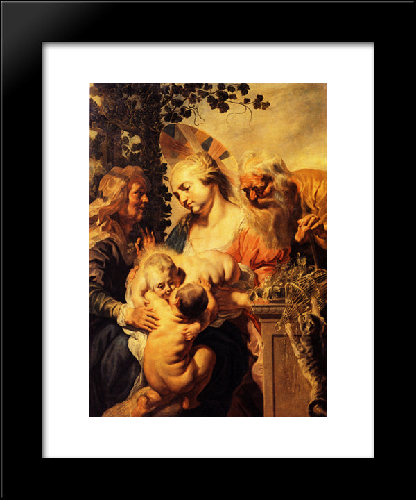 Holy Family With Elizabeth And Child John The Baptist 20x24 Black Modern Wood Framed Art Print Poster by Jordaens, Jacob