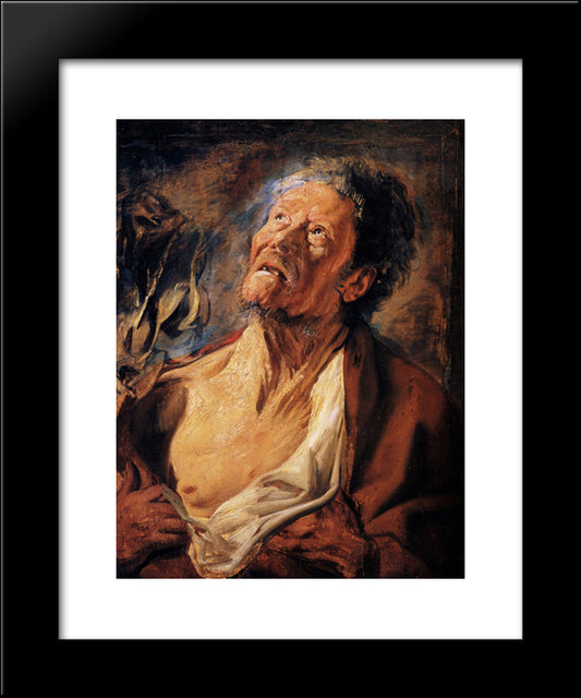 Job 20x24 Black Modern Wood Framed Art Print Poster by Jordaens, Jacob