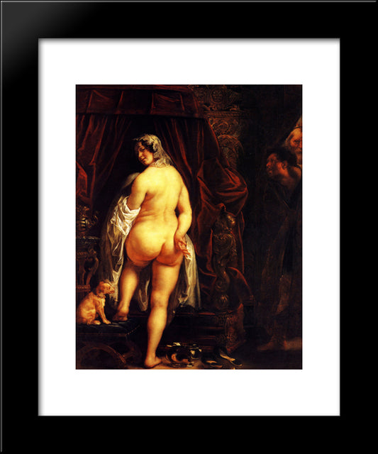 King Candaules Of Lydia Showing His Wife To Gyges 20x24 Black Modern Wood Framed Art Print Poster by Jordaens, Jacob