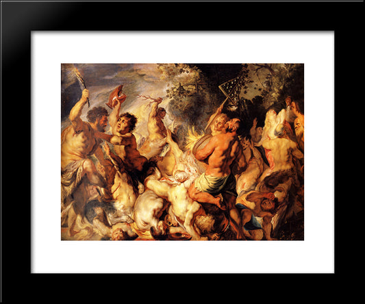 Lapiths And The Centaurs 20x24 Black Modern Wood Framed Art Print Poster by Jordaens, Jacob