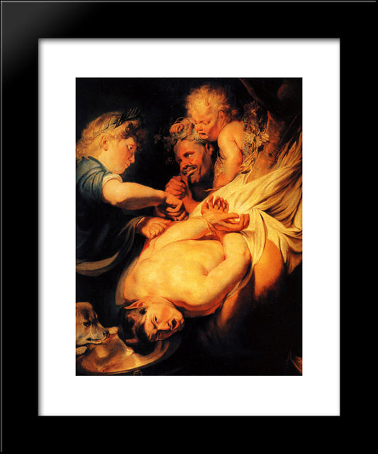 Marsyas Flayed By Apollo 20x24 Black Modern Wood Framed Art Print Poster by Jordaens, Jacob