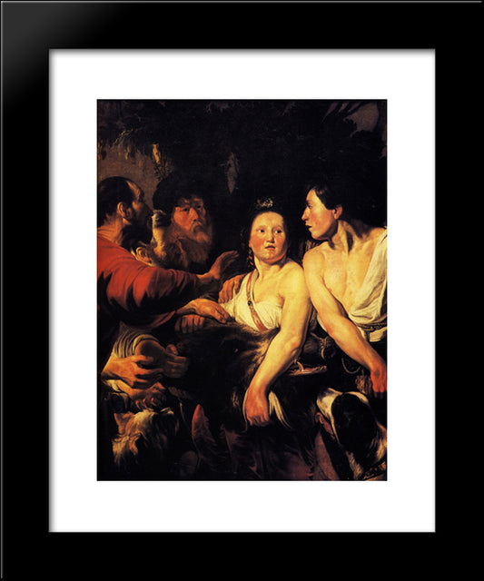 Meleager And Atalanta 20x24 Black Modern Wood Framed Art Print Poster by Jordaens, Jacob