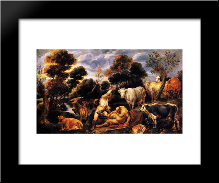 Mercure Killing Argos 20x24 Black Modern Wood Framed Art Print Poster by Jordaens, Jacob