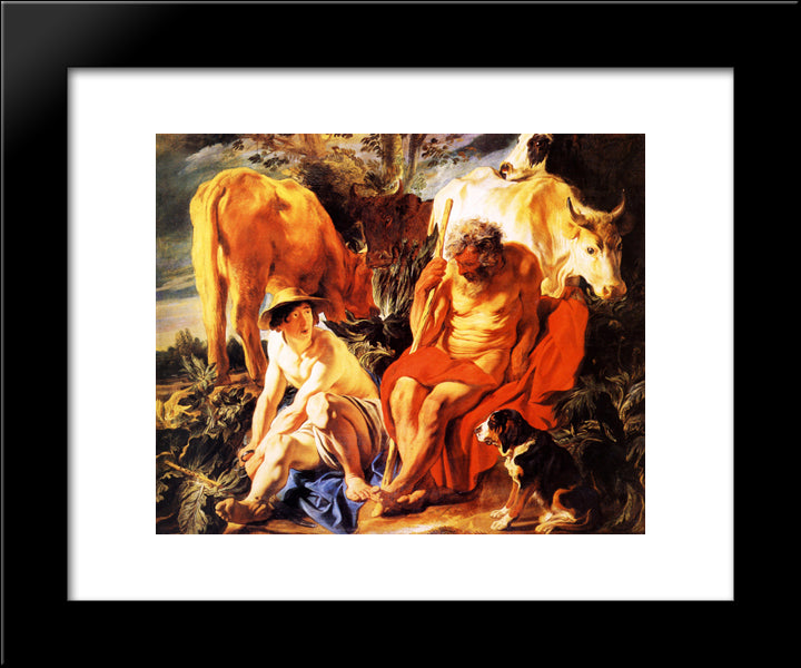 Mercury And Argos 20x24 Black Modern Wood Framed Art Print Poster by Jordaens, Jacob