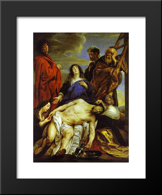 Pieta 20x24 Black Modern Wood Framed Art Print Poster by Jordaens, Jacob