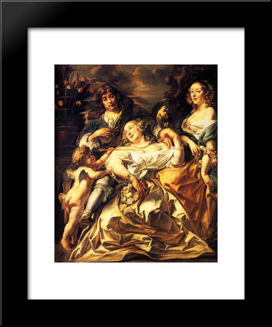 Portrait Of A Family 20x24 Black Modern Wood Framed Art Print Poster by Jordaens, Jacob