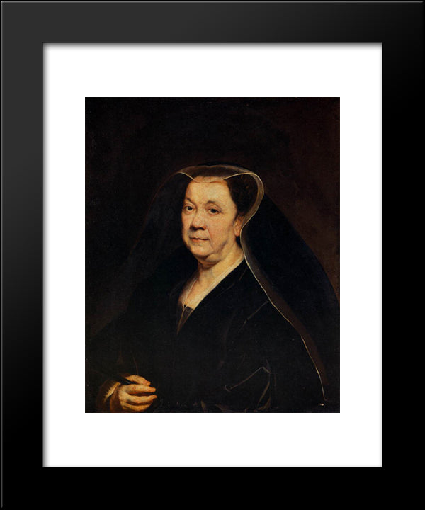 Portrait Of A Gentlewoman 20x24 Black Modern Wood Framed Art Print Poster by Jordaens, Jacob