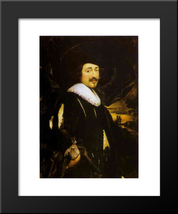 Portrait Of A Man 20x24 Black Modern Wood Framed Art Print Poster by Jordaens, Jacob