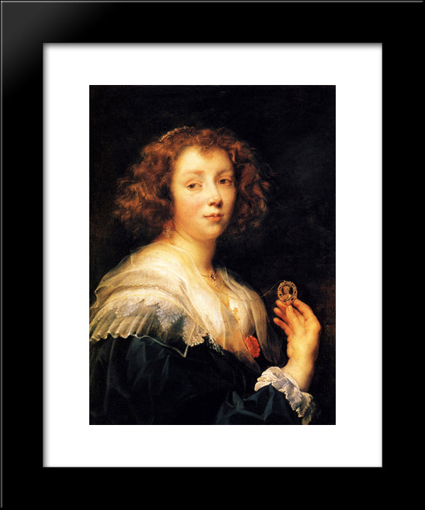 Portrait Of A Young Lady 20x24 Black Modern Wood Framed Art Print Poster by Jordaens, Jacob