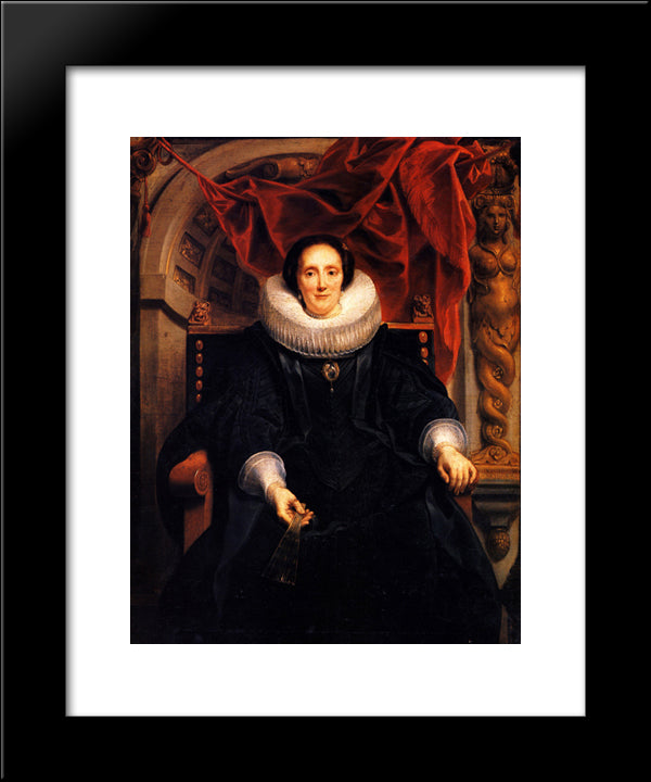 Portrait Of Catharina Behaghel 20x24 Black Modern Wood Framed Art Print Poster by Jordaens, Jacob