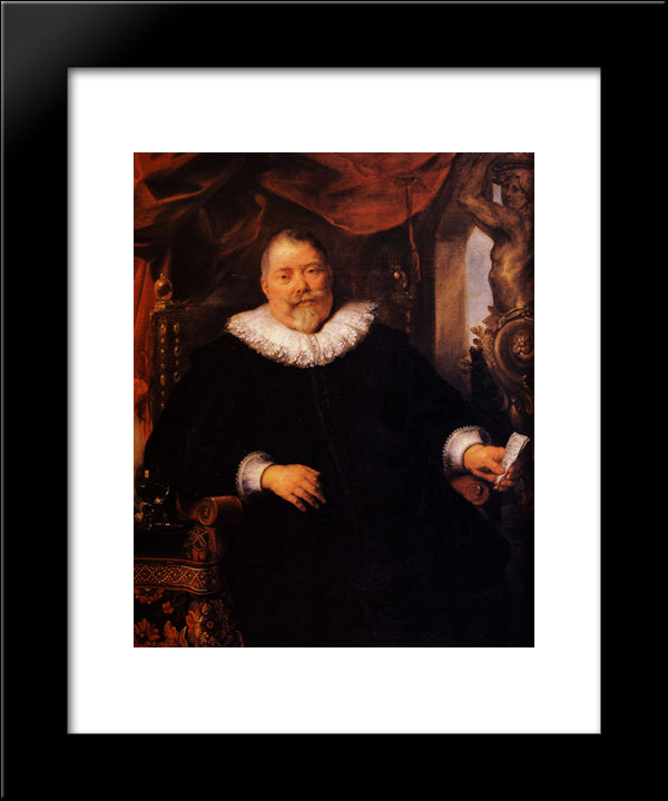 Portrait Of Johan Wierts 20x24 Black Modern Wood Framed Art Print Poster by Jordaens, Jacob