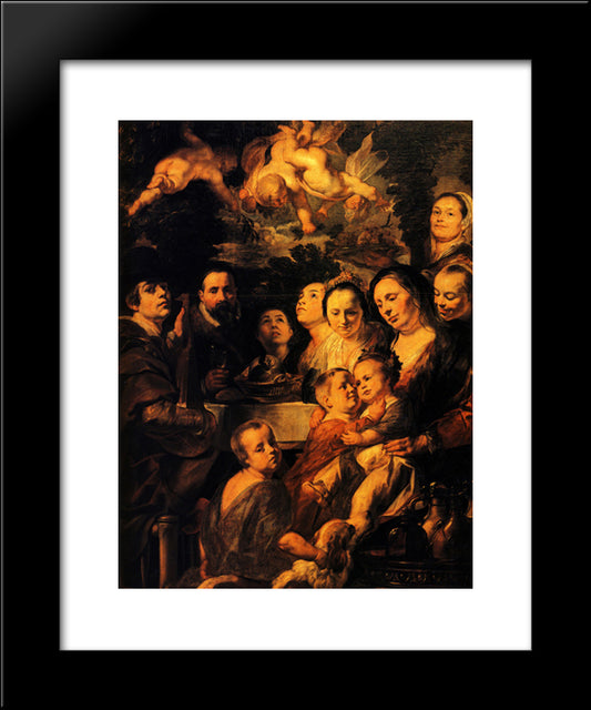 Portrait Of Jordaens Family 20x24 Black Modern Wood Framed Art Print Poster by Jordaens, Jacob