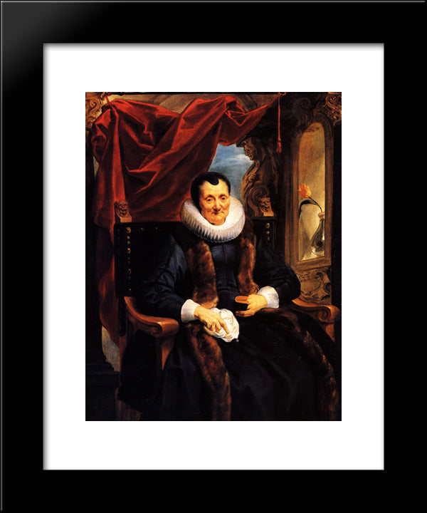 Portrait Of Magdalena De Cuyper 20x24 Black Modern Wood Framed Art Print Poster by Jordaens, Jacob