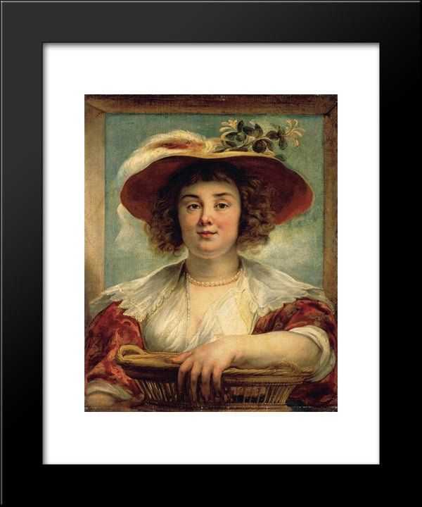 Portrait Of The Artist'S Daughter Elizabeth 20x24 Black Modern Wood Framed Art Print Poster by Jordaens, Jacob