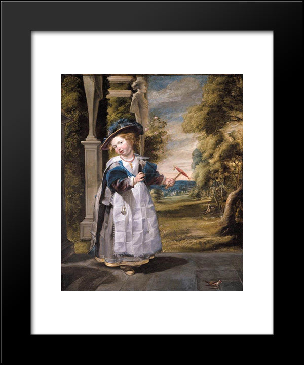 Portrait Of The Painter'S Daughter Anna Catharina Oil On Canvas 20x24 Black Modern Wood Framed Art Print Poster by Jordaens, Jacob