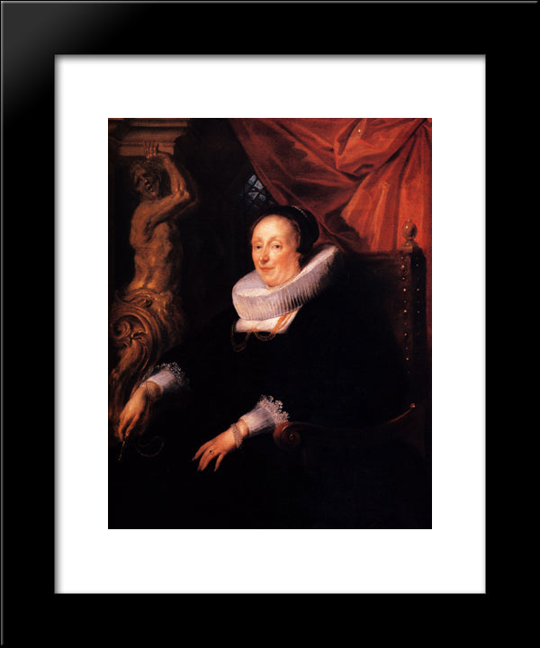 Portrait Of The Wife Of Johan Wierts 20x24 Black Modern Wood Framed Art Print Poster by Jordaens, Jacob