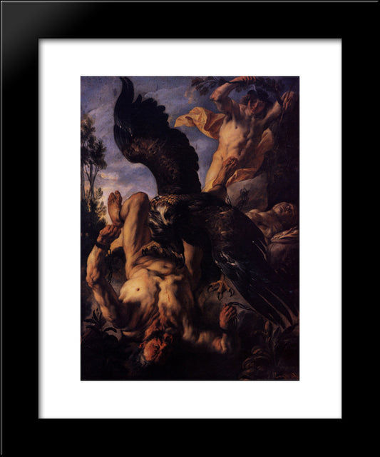 Prometheus Bound 20x24 Black Modern Wood Framed Art Print Poster by Jordaens, Jacob