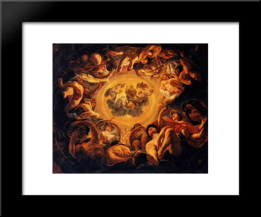 Psyche Hosted On Olympus 20x24 Black Modern Wood Framed Art Print Poster by Jordaens, Jacob