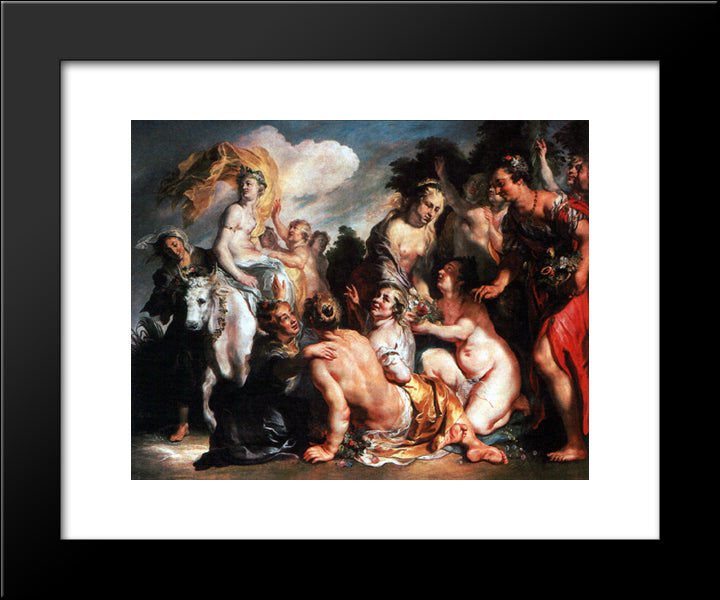 Rape Of Europa 20x24 Black Modern Wood Framed Art Print Poster by Jordaens, Jacob