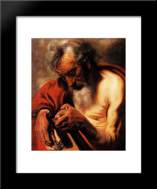 Saint Peter 20x24 Black Modern Wood Framed Art Print Poster by Jordaens, Jacob