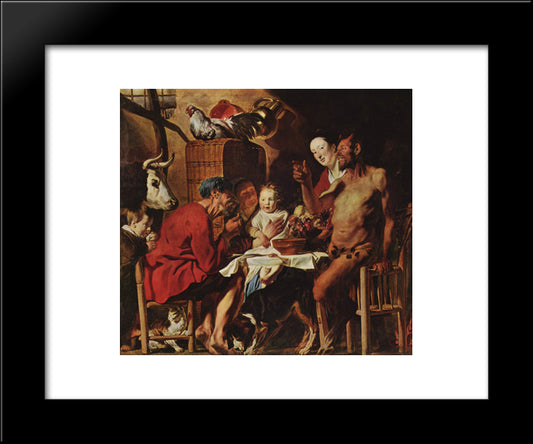 Satyr And Peasant 20x24 Black Modern Wood Framed Art Print Poster by Jordaens, Jacob