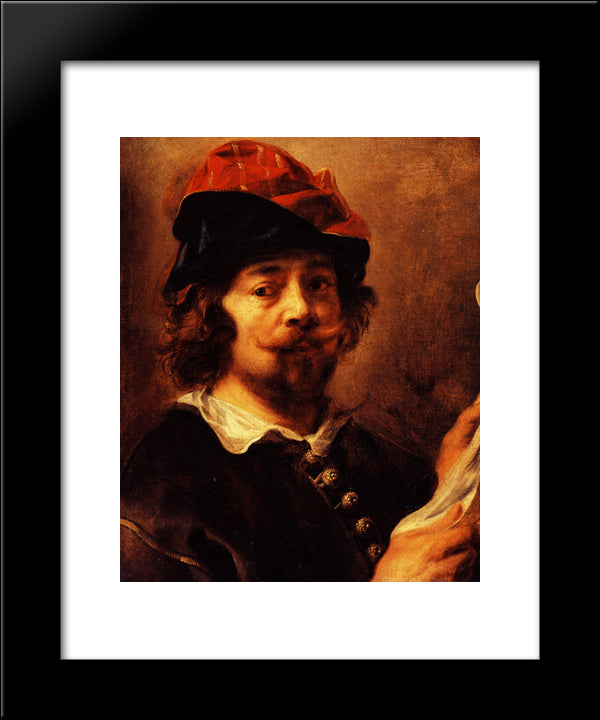 Self-Portrait 20x24 Black Modern Wood Framed Art Print Poster by Jordaens, Jacob