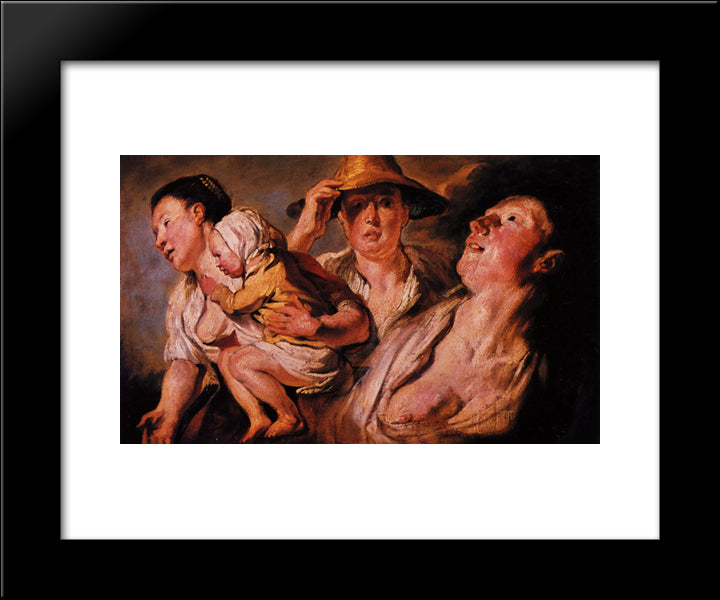 Study Of Three Women And Child 20x24 Black Modern Wood Framed Art Print Poster by Jordaens, Jacob