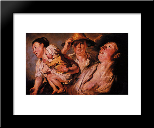 Study Of Three Women And Child 20x24 Black Modern Wood Framed Art Print Poster by Jordaens, Jacob