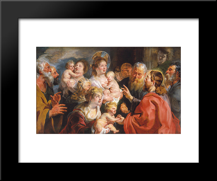 Suffer The Little Children To Come Unto Me 20x24 Black Modern Wood Framed Art Print Poster by Jordaens, Jacob