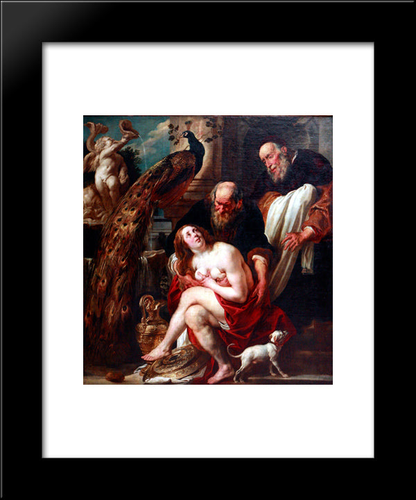 Suzanna And The Elders 20x24 Black Modern Wood Framed Art Print Poster by Jordaens, Jacob