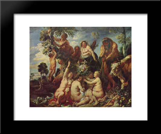 The Abundance Of The Earth 20x24 Black Modern Wood Framed Art Print Poster by Jordaens, Jacob