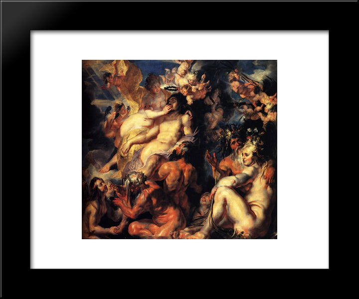 The Apotheosis Of Aeneas 20x24 Black Modern Wood Framed Art Print Poster by Jordaens, Jacob