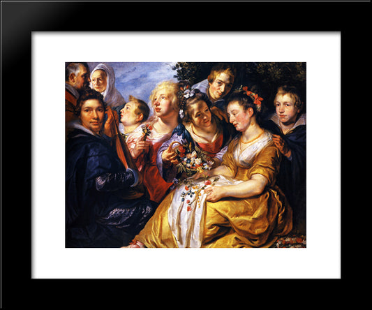 The Artist With The Family Of His Father-In-Law Adam Van Noort 20x24 Black Modern Wood Framed Art Print Poster by Jordaens, Jacob