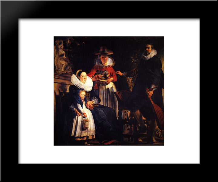 The Artist'S Family 20x24 Black Modern Wood Framed Art Print Poster by Jordaens, Jacob