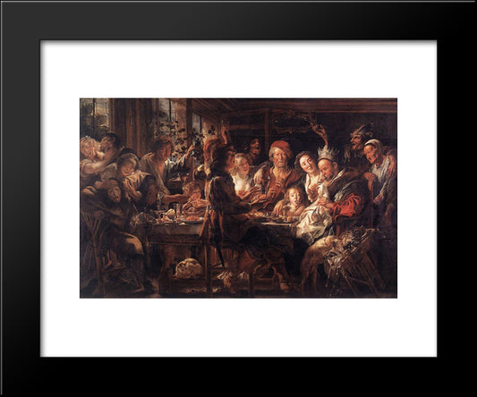 The Bean King 20x24 Black Modern Wood Framed Art Print Poster by Jordaens, Jacob