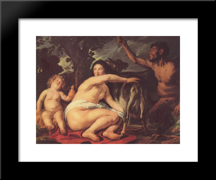 The Childhood Of Zeus 20x24 Black Modern Wood Framed Art Print Poster by Jordaens, Jacob