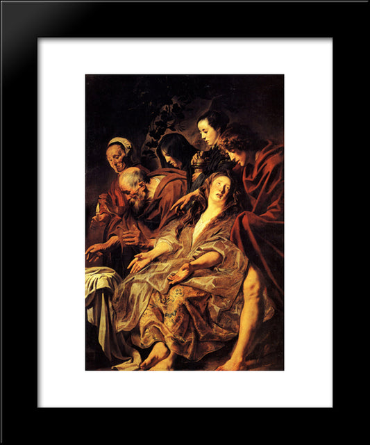 The Disciples At The Tomb 20x24 Black Modern Wood Framed Art Print Poster by Jordaens, Jacob