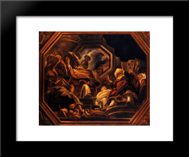 The Father Of The Psyche Consultants Of Oracle In The Temple Of Apollo 20x24 Black Modern Wood Framed Art Print Poster by Jordaens, Jacob