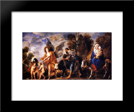 The Flight Into Egypt 20x24 Black Modern Wood Framed Art Print Poster by Jordaens, Jacob