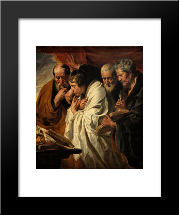 The Four Evangelists 20x24 Black Modern Wood Framed Art Print Poster by Jordaens, Jacob