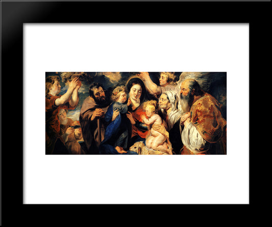 The Holy Family And Child St. John The Baptist 20x24 Black Modern Wood Framed Art Print Poster by Jordaens, Jacob