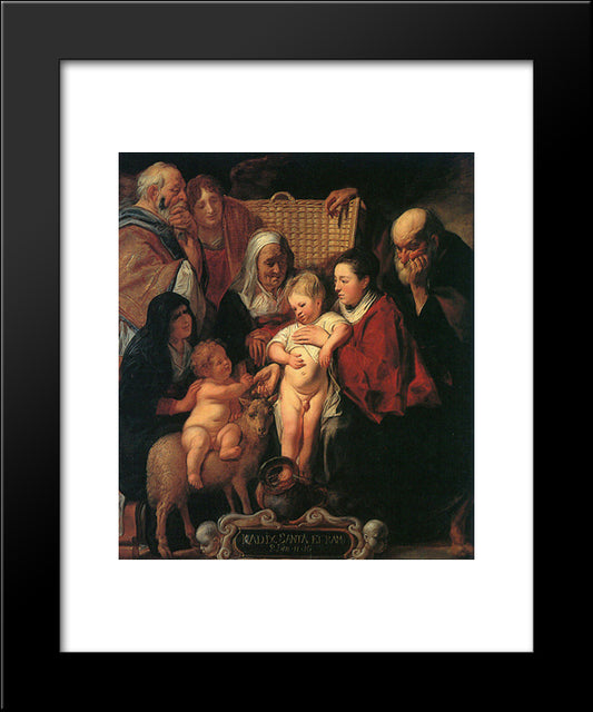 The Holy Family With St. Anne, The Young Baptist, And His Parents 20x24 Black Modern Wood Framed Art Print Poster by Jordaens, Jacob