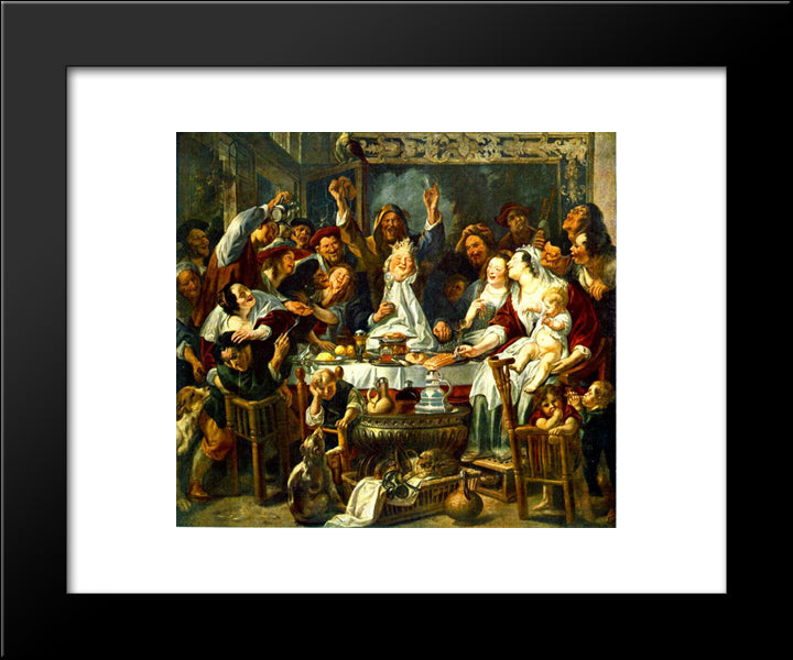 The King Drinks 20x24 Black Modern Wood Framed Art Print Poster by Jordaens, Jacob