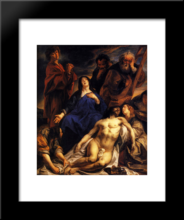 The Lamentation 20x24 Black Modern Wood Framed Art Print Poster by Jordaens, Jacob