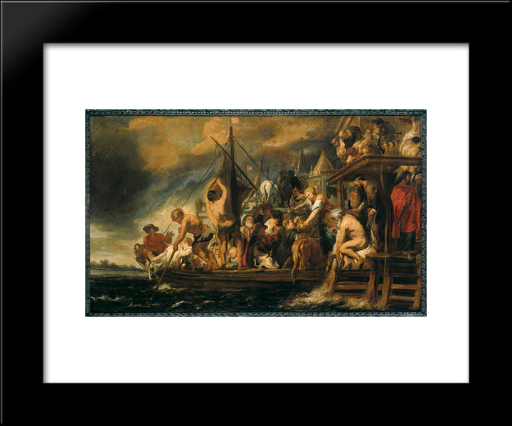 The Miracle Of The Obol In The Mouth Of The Fish 20x24 Black Modern Wood Framed Art Print Poster by Jordaens, Jacob