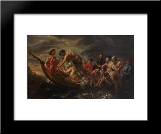 The Miraculous Draught Of Fishes 20x24 Black Modern Wood Framed Art Print Poster by Jordaens, Jacob