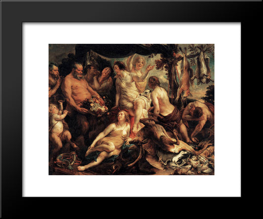 The Rest Of Diana 20x24 Black Modern Wood Framed Art Print Poster by Jordaens, Jacob