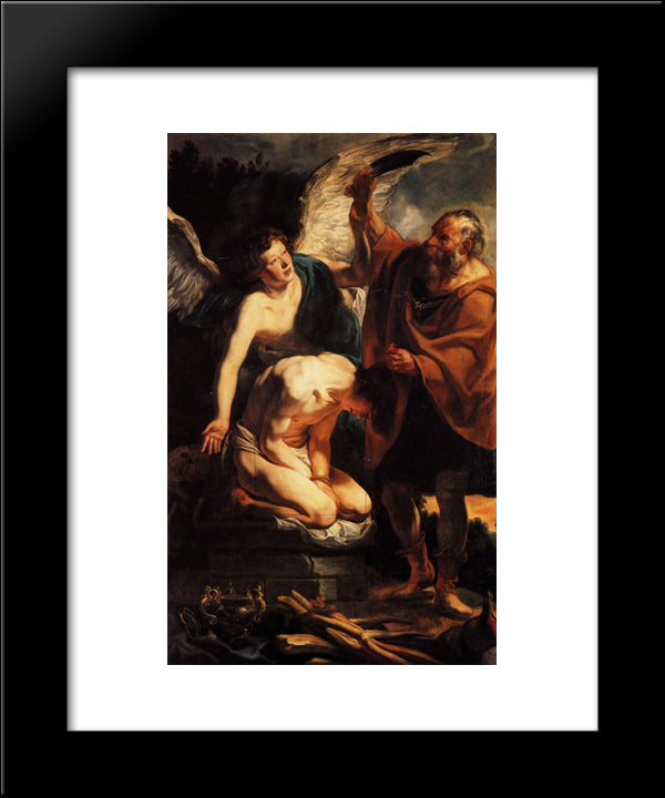 The Sacrifice Of Isaac 20x24 Black Modern Wood Framed Art Print Poster by Jordaens, Jacob