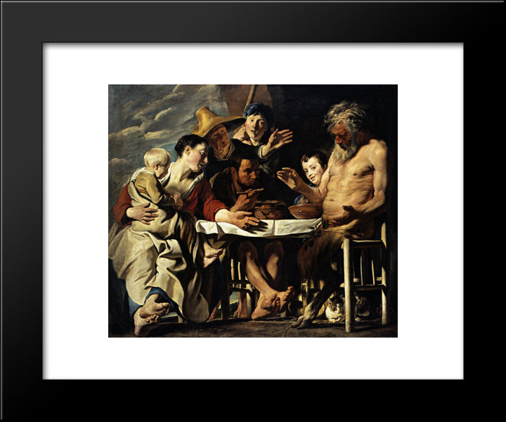 The Satyr With The Peasants 20x24 Black Modern Wood Framed Art Print Poster by Jordaens, Jacob